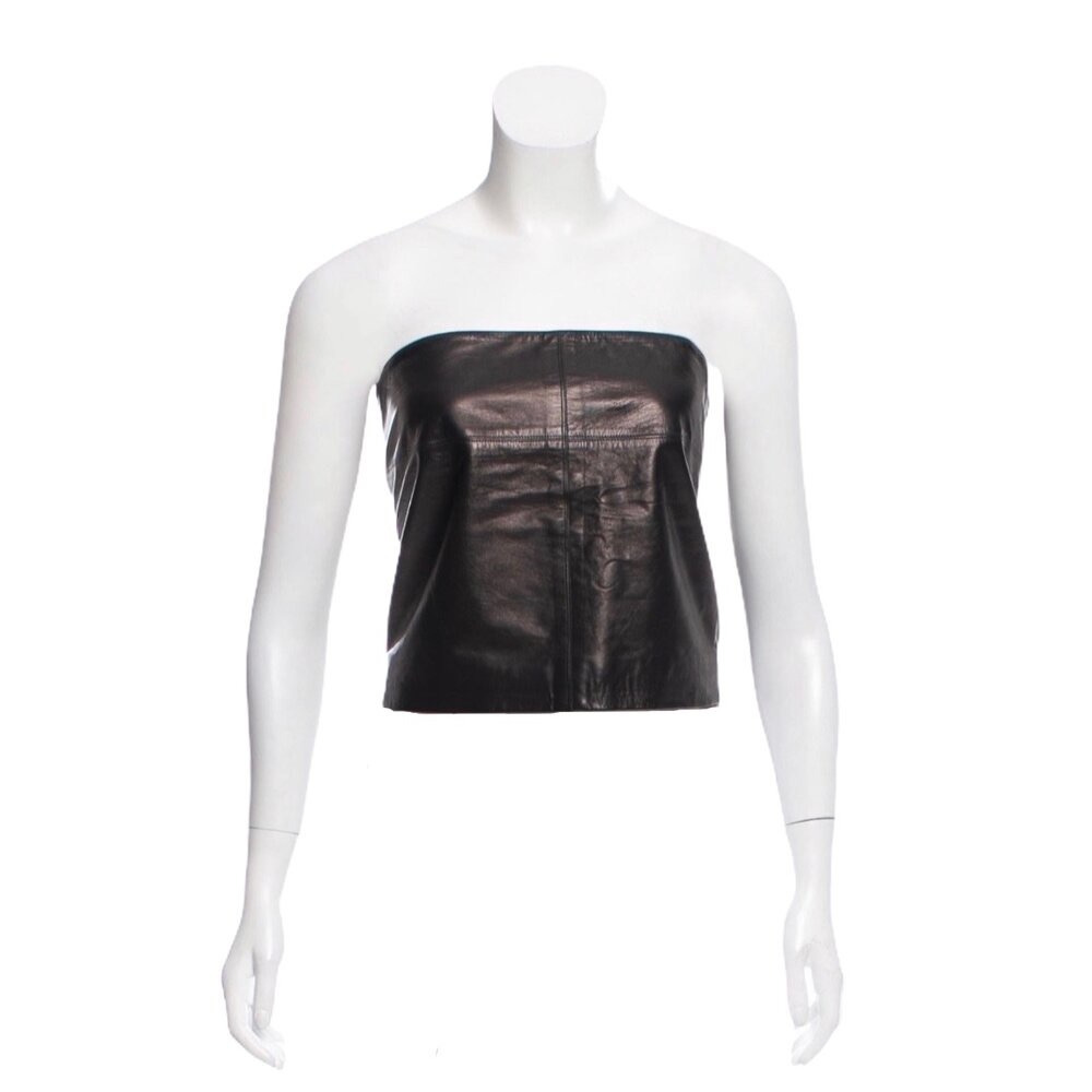 Vera Wang Black Leather Tube Top
